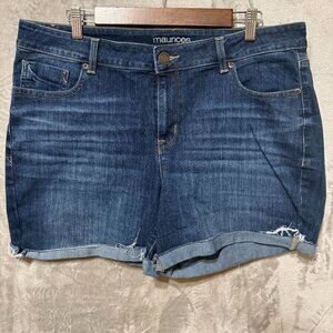 Maurices Women’s Denim Shorts Size 18W Dark Wash Cuffed Hem Stretch Jean Shorts